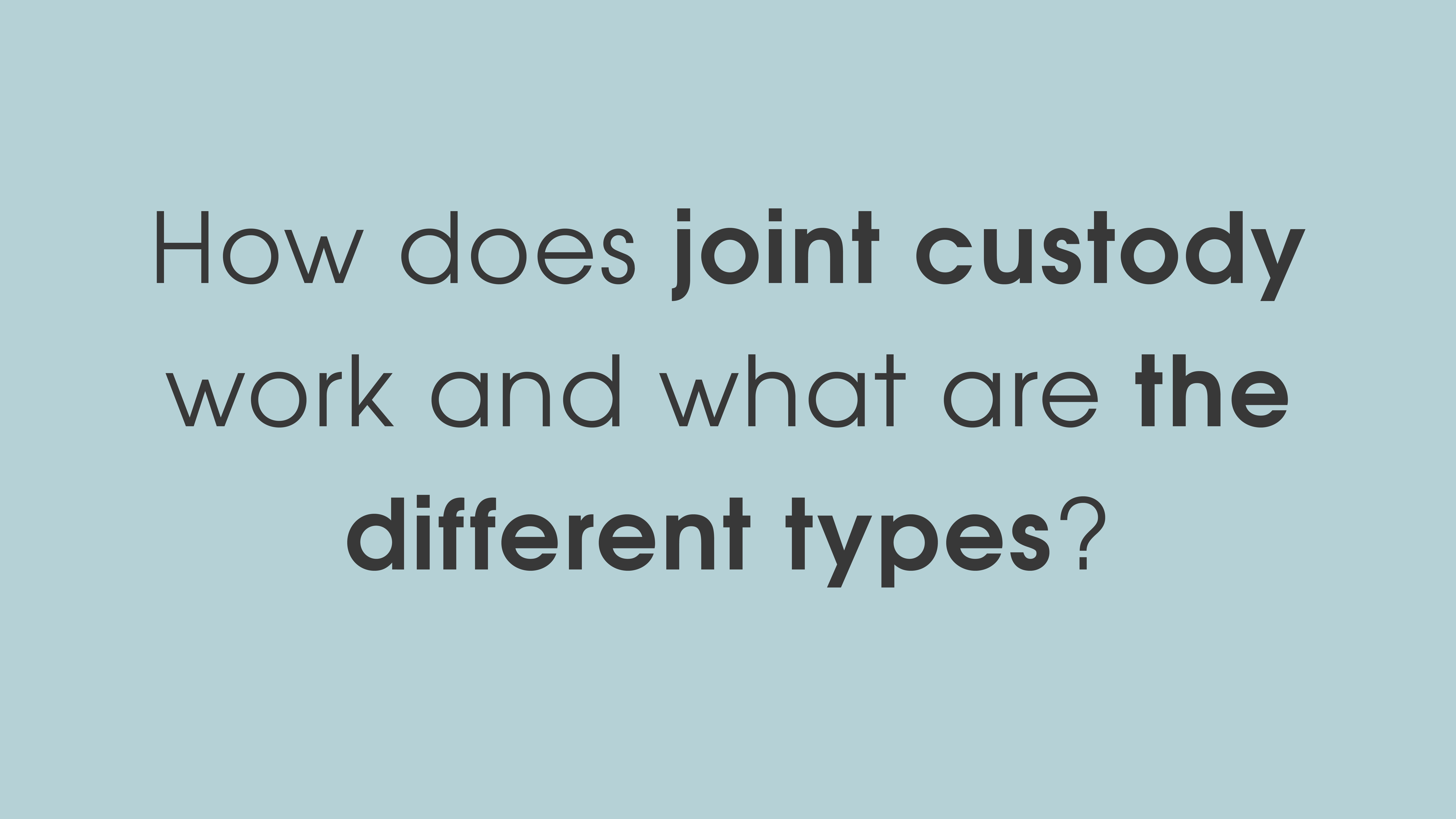 How does joint custody work and what are the different types?
